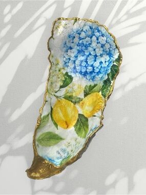 Lemons and Hydrangeas Oyster Shell Dish